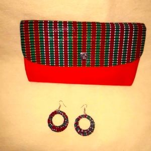 Clutch and matching earrings